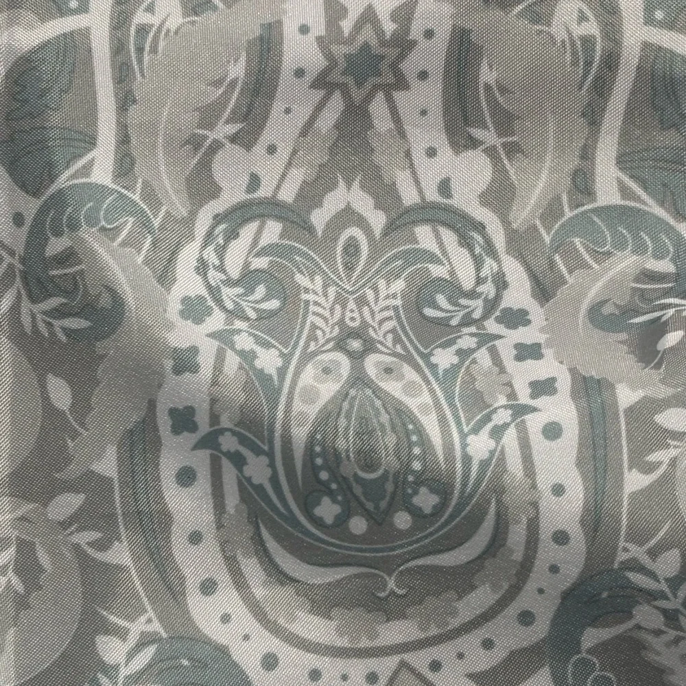 Mainstay Shower Curtain Elegant Paisley in Gray Light Teal & White 71” 68” Silky